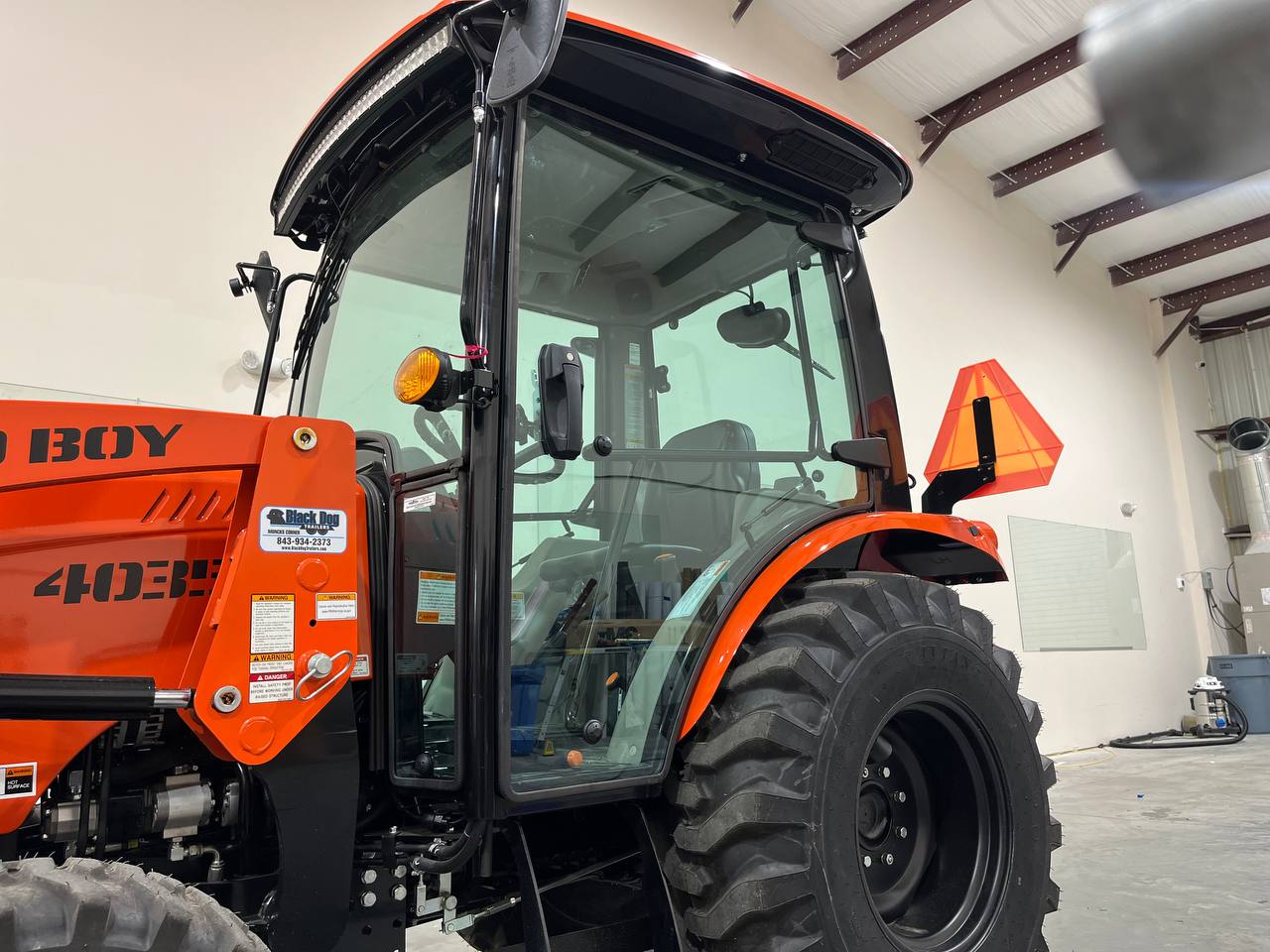 Orange Tractor with Tinted Windows