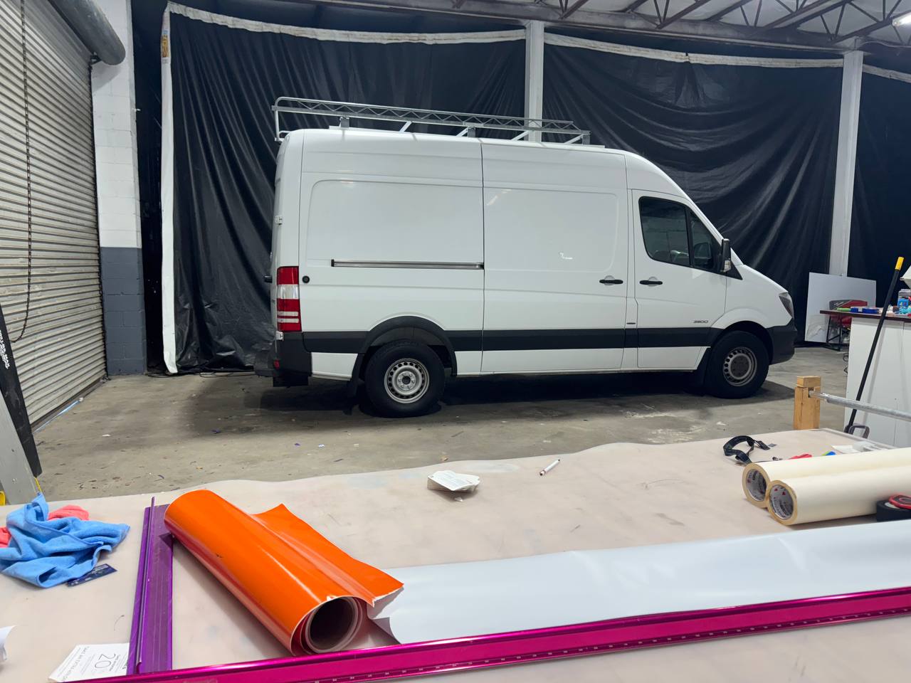 Sprinter Van with Vinyl Wrap Tools